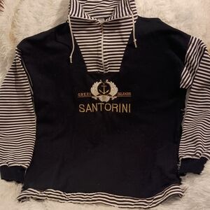Santorini Black and White Striped Women's Hoodie